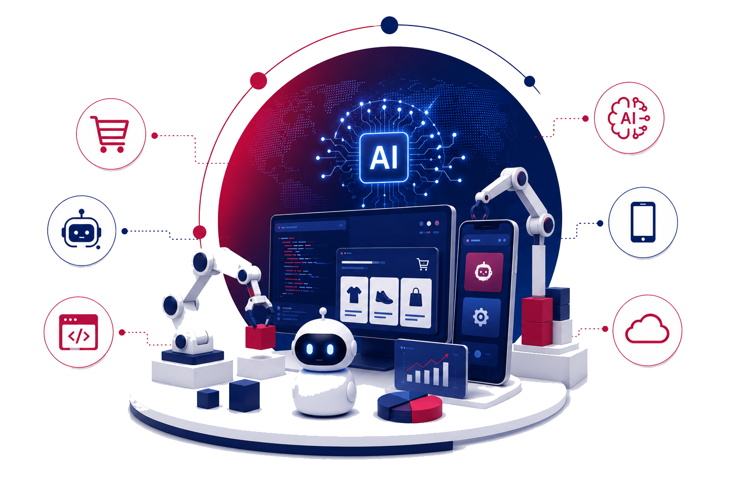AI-powered software engineering, automation, and digital growth illustration